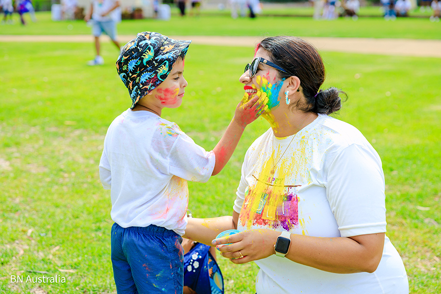 mum and son play color